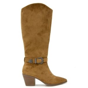 Women's Knee-High Portland Boot Company Nashville Western Buckle Boot  CHESTNUT